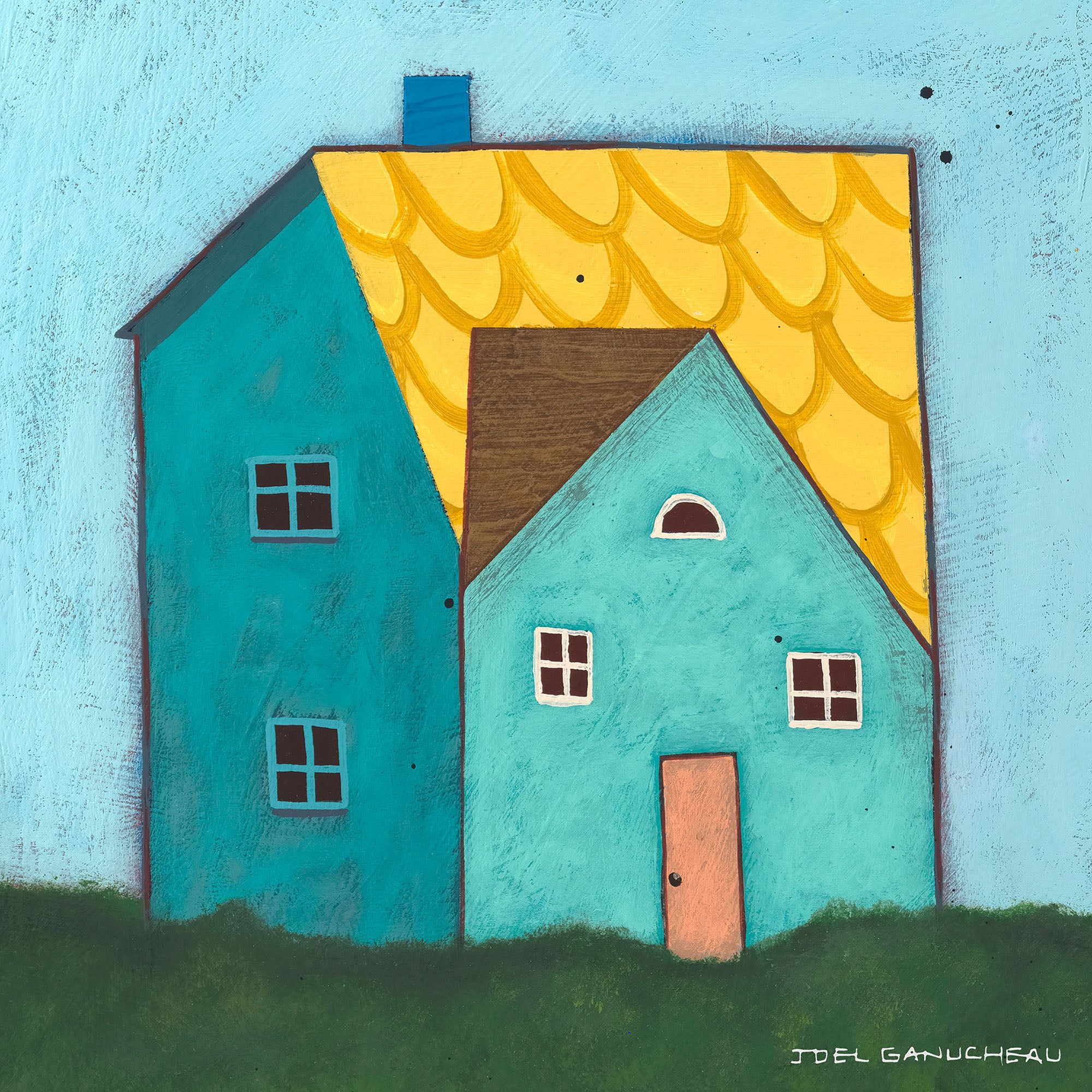 Teal House Canvas Print by Joel Ganucheau