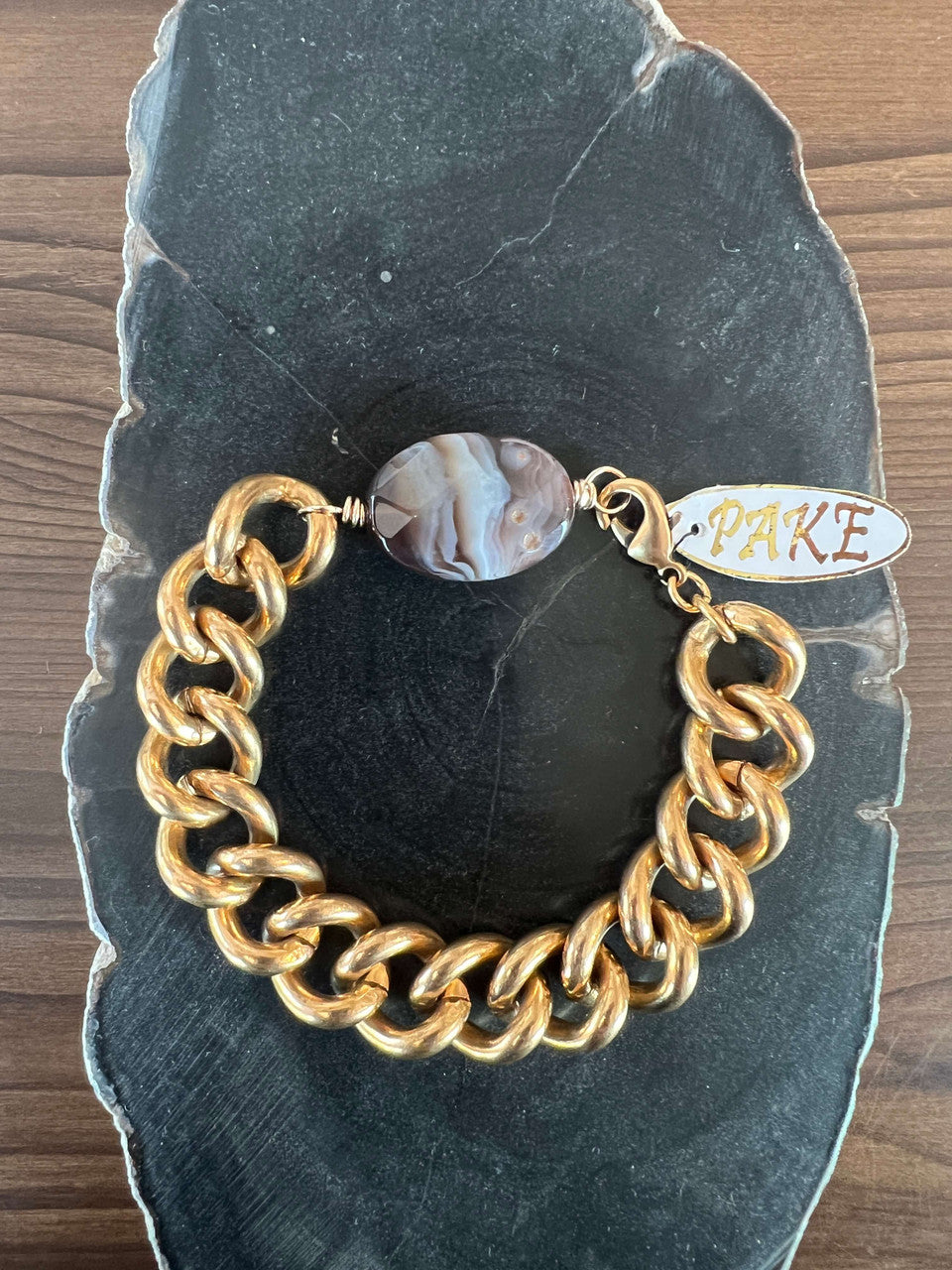 Vintage Coco Chanel Chain Bracelet with Cloud Agate by Pake – Art