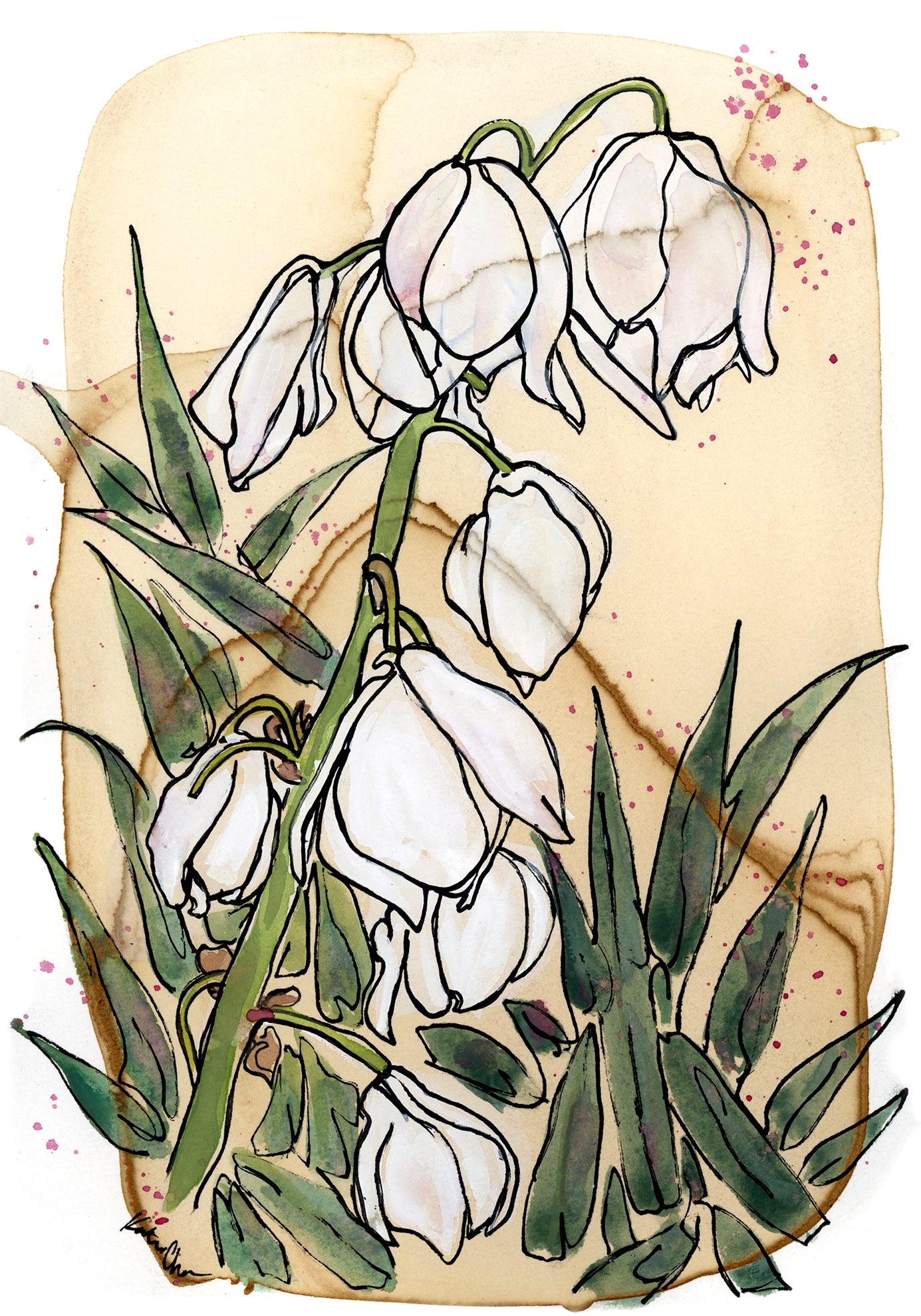 Yucca On Coffee Stained Paper Print by Katie Chance