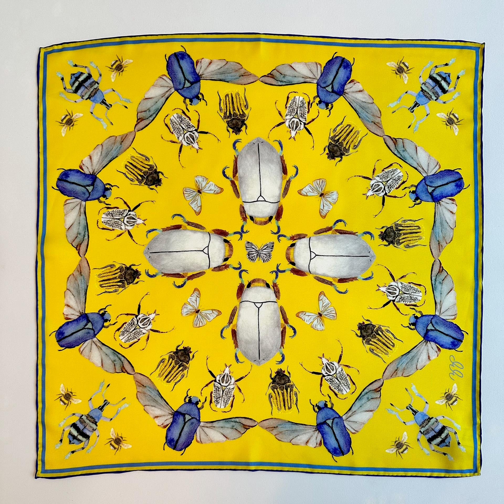 Bug Scarf - Myer Lemon Yellow - 100% Silk by ZZ Perry
