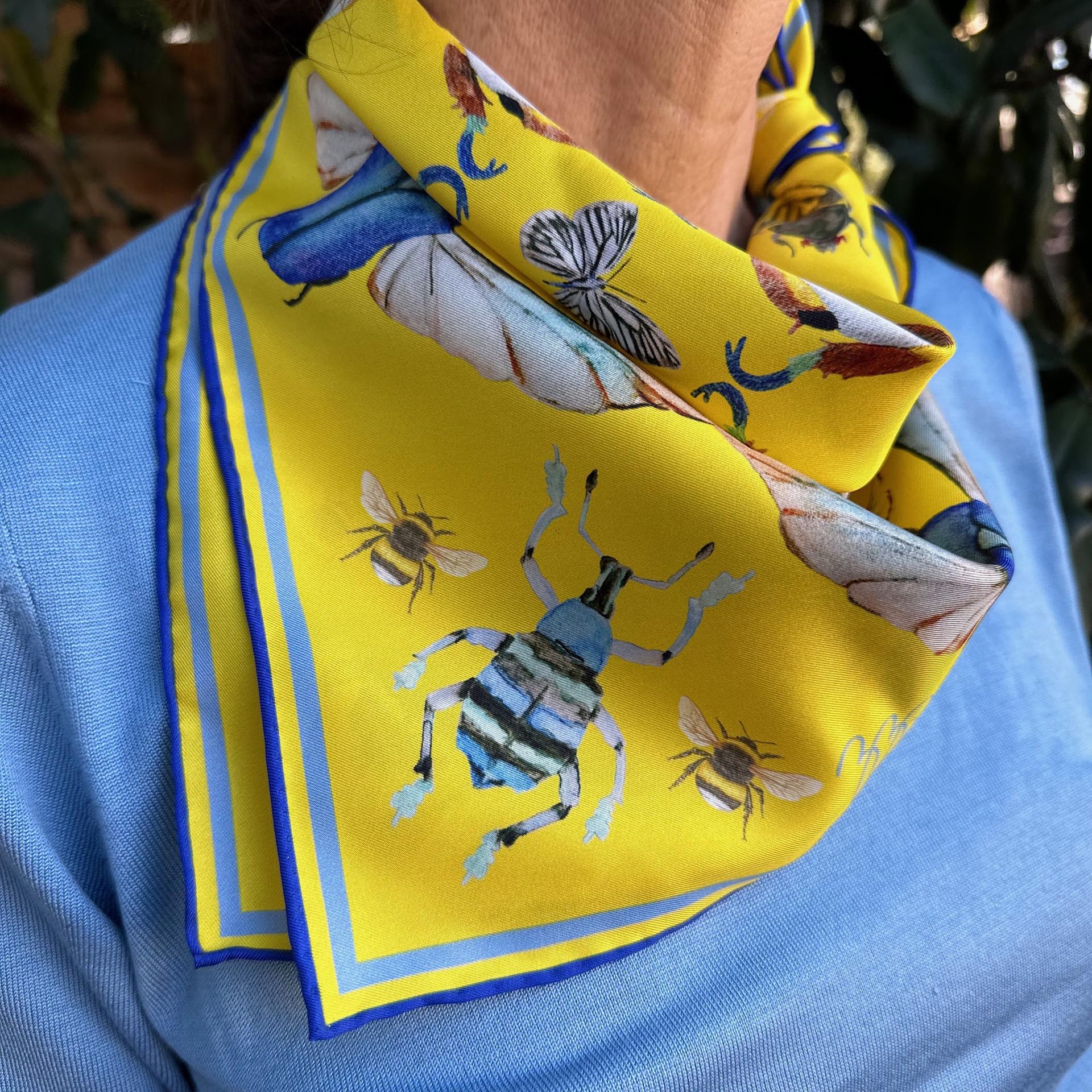 Bug Scarf - Myer Lemon Yellow - 100% Silk by ZZ Perry