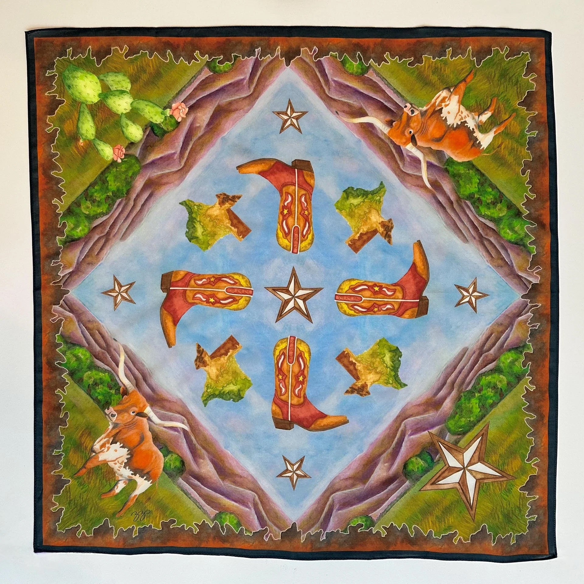 Longhorn Scarf - Silk/Cotton by ZZ Perry