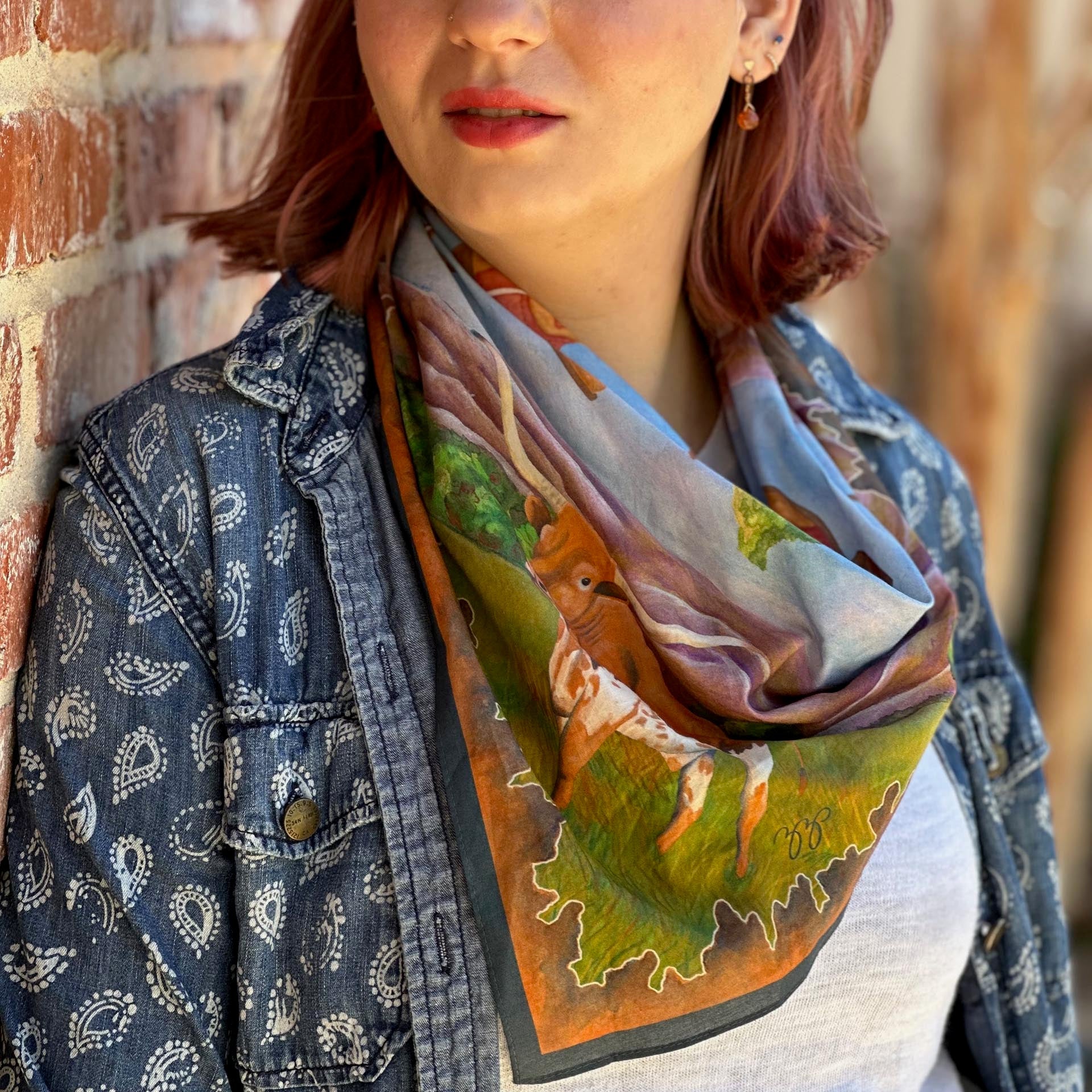 Longhorn Scarf - Silk/Cotton by ZZ Perry