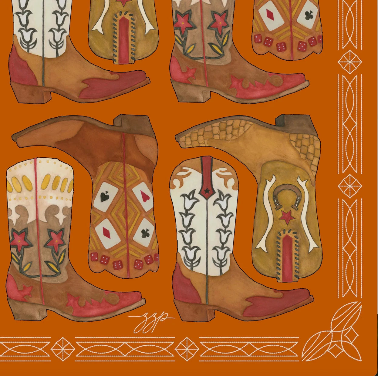Cowboy Boot Scarf - UT Orange - Silk/Cotton by ZZ Perry