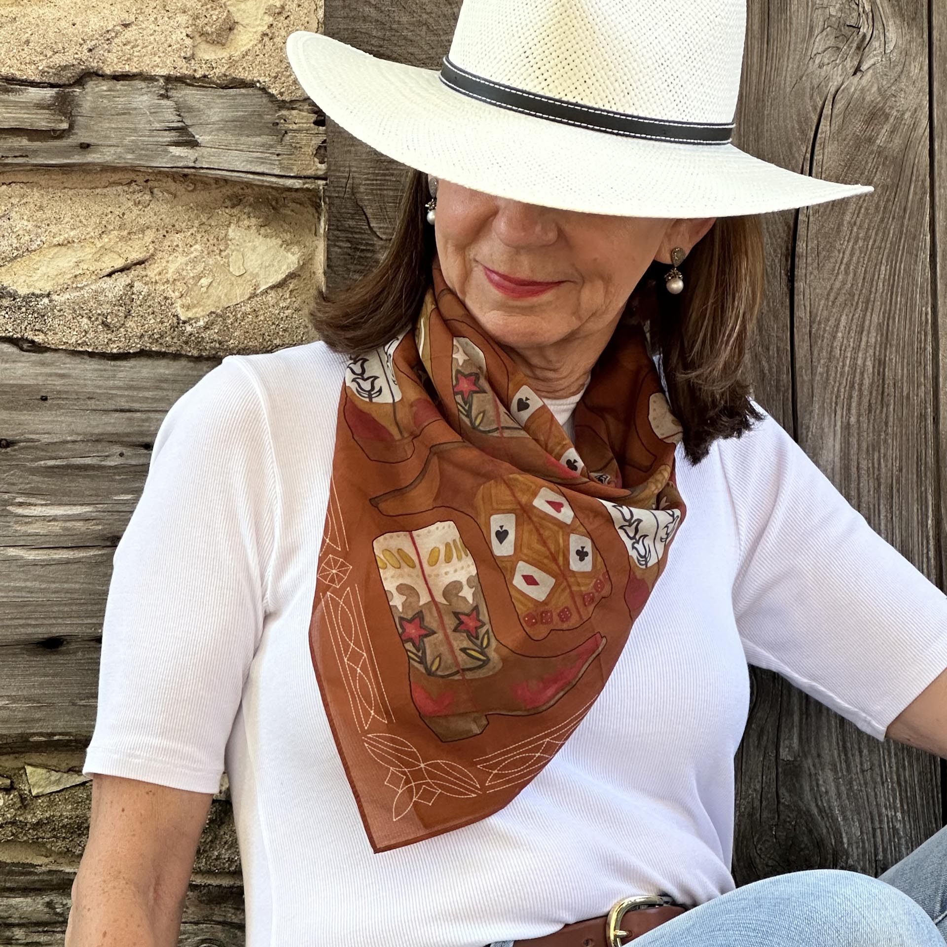 Cowboy Boot Scarf - UT Orange - Silk/Cotton by ZZ Perry