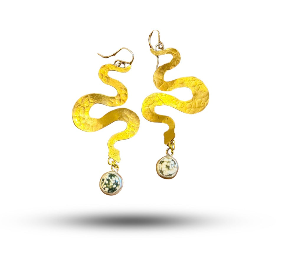 Ocean Jasper Snake Earrings by & The Minotaur